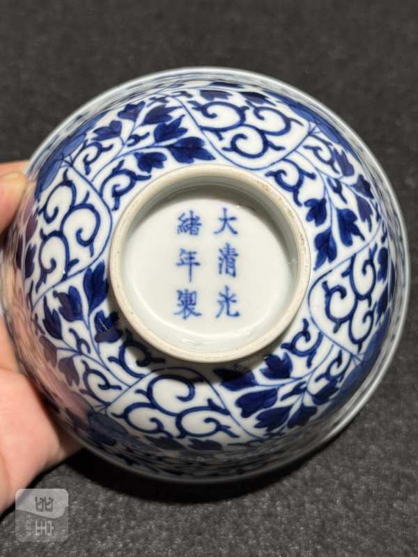 清光绪 青花花卉纹碗一对 - 图8